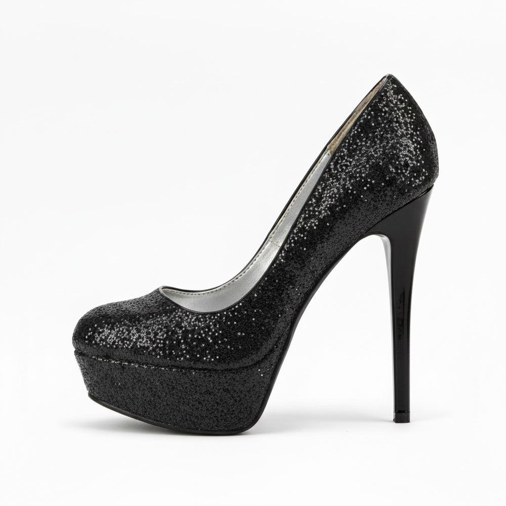 Qupid Natural Glitter Heels Size 8.5